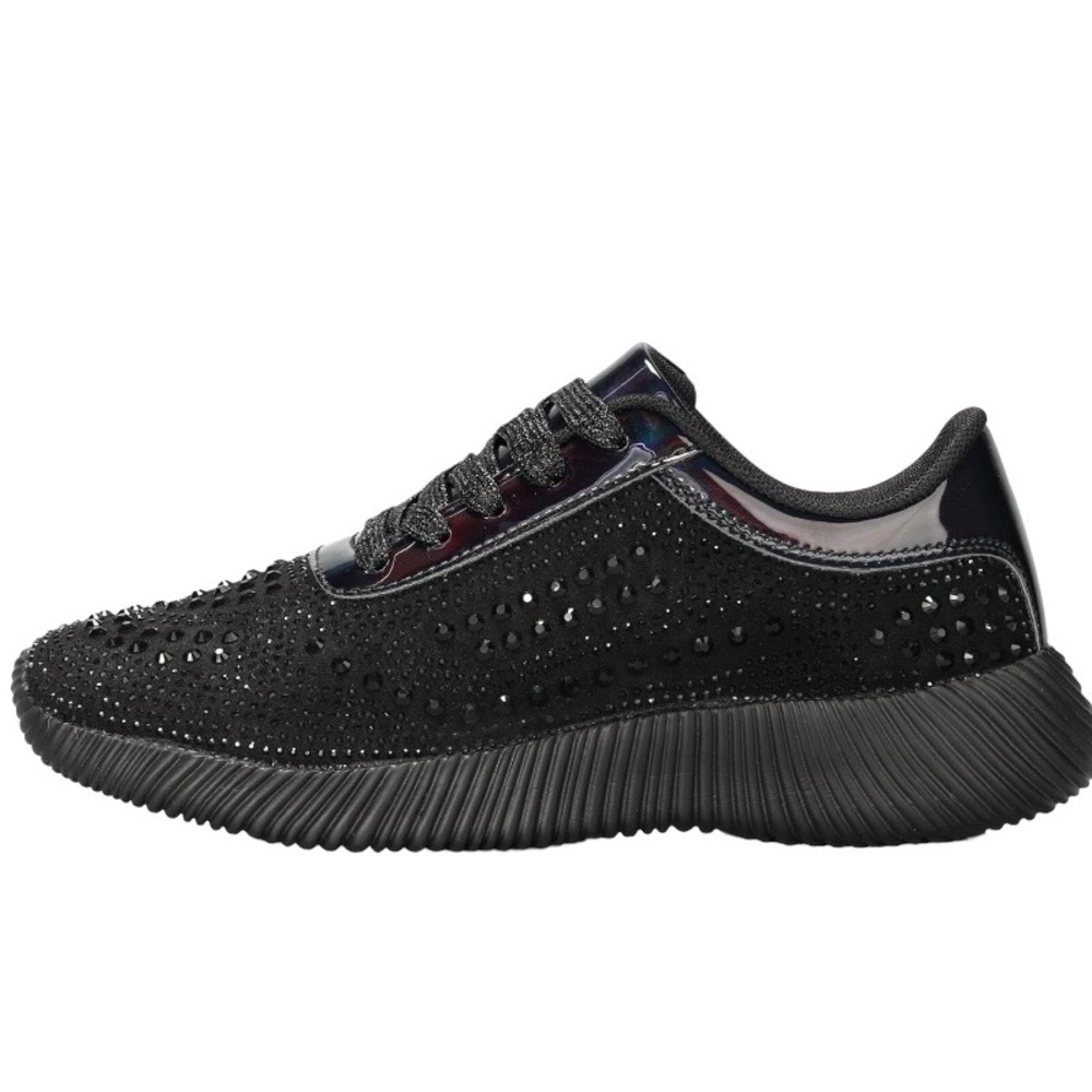 BELOS  Women's Black Glitter Sparky Lightweight Metallic Sequins Shoe. Sz 7